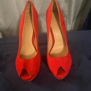 Red peep toe Zara pumps